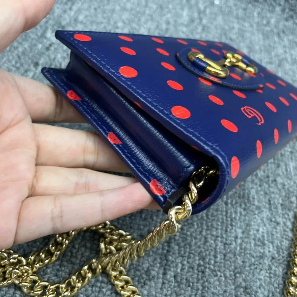 100% Authentic GUCCI Horsebit 1955 Chain Wallet Leather Shoulder Bag - Picture 5 of 13